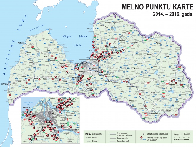 Publiskota jaunā autoceļu melno punktu karte